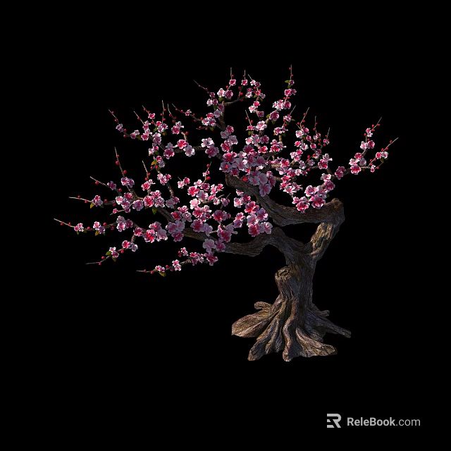 Elegant Flowering Arbor with Pink Blossoms and Twisted Trunk Structure 3d model 