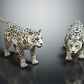 Two Detailed Snow Leopards Figurines With Spotted Fur And Lifelike Poses