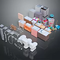Modern Bathroom Combination with Toilet Sink Cabinets and Colorful Accessories