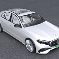 Silver Mercedes Benz Sedan With Stylish Front Grille And Headlights