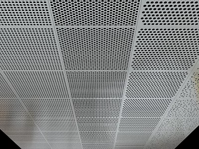 Modern Perforated White Ceiling With Grid Design For Interior Spaces 3d model