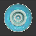 Commercial Multi Tiered Fountain Equipment With Circular Base And Blue Water Flow
