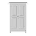 White Double Door Wardrobe With Simple Panel Design And Solid Base Structure 3d model