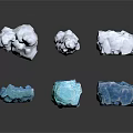 Household Ice Cubes In Various Shapes And Blue White Colors For Daily Use