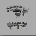 Modern Sofa And Coffee Table Set With White Cushions And Living Room Chairs