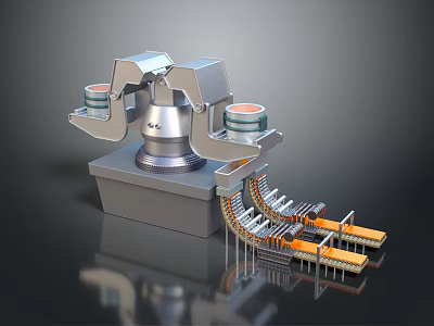 Advanced Industrial Automated Equipment With Robotic Arm And Conveyor Belt System 3d model