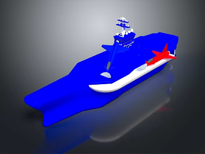 Blue Naval Ship Model Featuring Red Star And Sleek Design Elements 3d model