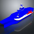 Blue Naval Ship Model Featuring Red Star And Sleek Design Elements