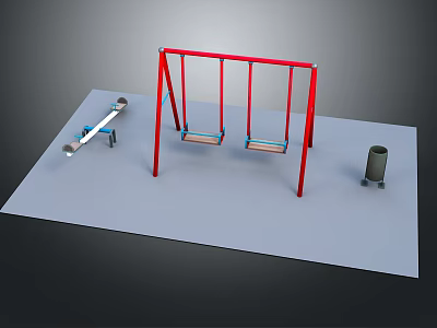 Multi Person Outdoor Swing Set With Two Seats And Playground Play Equipment 3d model