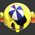 Yellow Smiling Cartoon Character with Blue White Red Cap Orange Gloves and Red Shoes