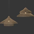 Quiet wind rattan chandelier 3d model