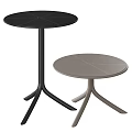 Black And Gray Modern Round Coffee Tables With Cross Pattern Top And Three Legged Base 3d model