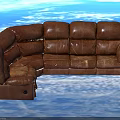 Brown Leather Sectional Sofa with Plush Cushions for Living Room Use