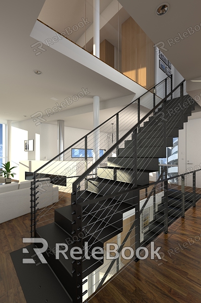 Modern Stairs Apartment Handrail Stairs model