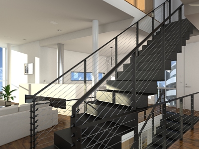 Modern Stairs Apartment Handrail Stairs model