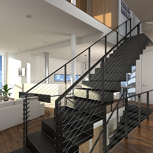 Modern Stairs Apartment Handrail Stairs 3d model