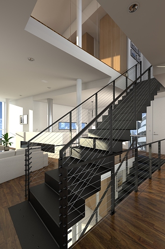 Modern Stairs Apartment Handrail Stairs 3d model