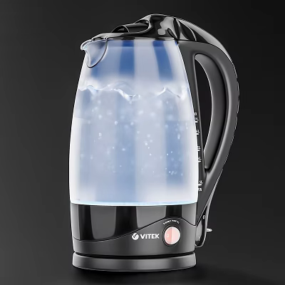 VITEK Black Transparent Electric Kettle With Boiling Water And Modern Design 3d model