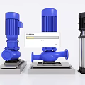Blue And Black Vertical Industrial Pumps With Metal Bases And Stable Structures