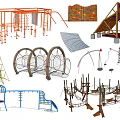 Garden Play Structures With Swings Climbing Frames Slides And Net Equipment 3d model