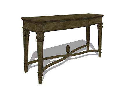 Dark Wooden Desk With Carved Legs And Rectangular Top Design 3d model