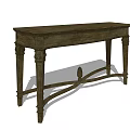 Dark Wooden Desk With Carved Legs And Rectangular Top Design 3d model
