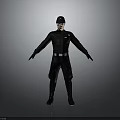 Fictional Character In Black Uniform With Hat Standing Arms Outstretched Pose