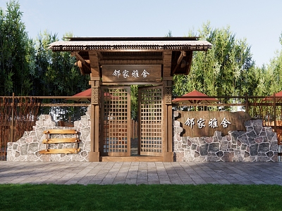 New Chinese Style Homestay Courtyard Door Farmhouse Door Home Courtyard Door Head Farm Door Residential Door model