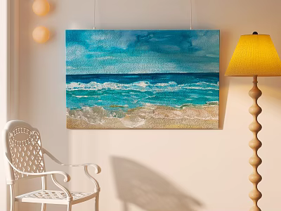 Modern landscape painting leisure chair floor lamp 3d model