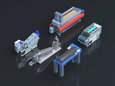 Various Types of Industrial Processing Equipment Including Filtration Conveyor And Separation Machinery 3d model