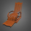 Wooden Outdoor Lounge Chair With Slatted Design Armrests And Footrest