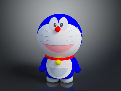 Blue White Cartoon Daily Life Item Featuring Red Nose Red Collar Yellow Bell Smiling Face 3d model