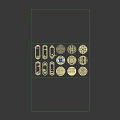 Golden Traditional Chinese Carved Windows With Intricate Patterns And Various Shapes