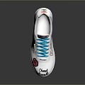 Stylish White Revell Sneakers With Blue Laces And Freestyle Bounce Text Designs