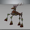 Red Mechanical Deer Character With Robotic Antlers And Green Leg Components