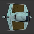 3D Rendered Starfighter With Light Blue Body And Brown Wings Engine Details