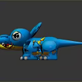 Game Movie Characters Featuring Blue Crocodile And Small Blue Character With Yellow Hat Red Spear