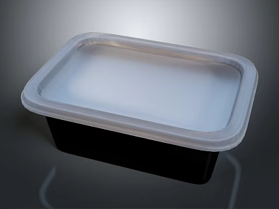Square Black Plastic Dinnerware Set With Transparent Lid For Food Storage 3d model