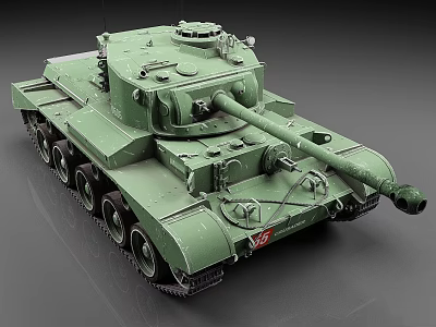 Detailed Green Military Tank Featuring Armored Turret Cannon Tracks And Exterior 3d model