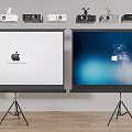 Modern Projector Mobile Projection Screen Combination 3d model