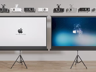 Modern Projector Mobile Projection Screen Combination 3d model