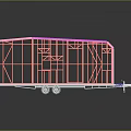 Pink And Orange Metal Trailer Frame Structure With Wheels Equipment