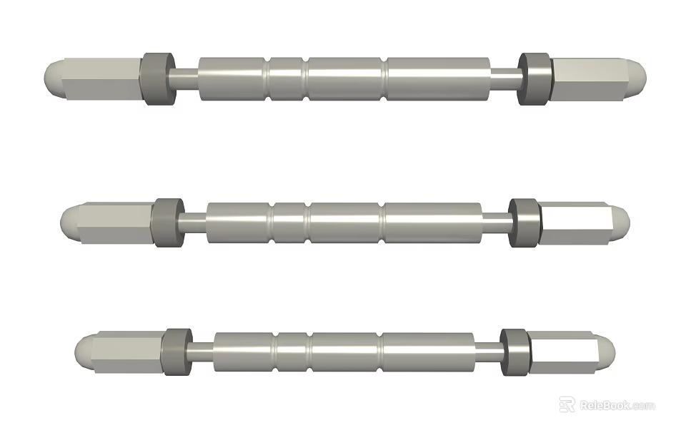 Hardware Tools Three Metal Connecting Rods With Hexagonal Ends For Industrial Use 3d model 