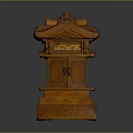 Traditional Chinese Wooden Cabinet With Carved Roof Design Double Doors And Ornate Base