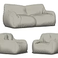 Modern Beige Upholstered Sofa Set With Two Seater And Cozy Armchairs Design