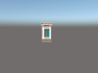 Ornate White Standalone Structure With Blue Window And Orange Trim Design 3d model
