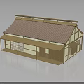 Traditional Japanese Wooden Building Featuring Red Tiled Roof And Lattice Windows