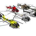 Various Colored Military And Civilian Helicopters Showing Different Models And Designs