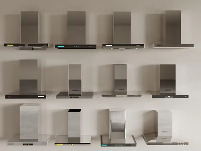 Stainless Steel Range Hoods Various Modern Designs For Kitchen Appliances 3d model