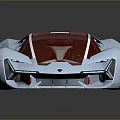 Futuristic White And Red Sports Car With Sleek Body And Stylish Wheels